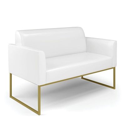Sofá Namoradeira Base Industrial Dourado Marisa Corano Branco D03 - D'rossi
