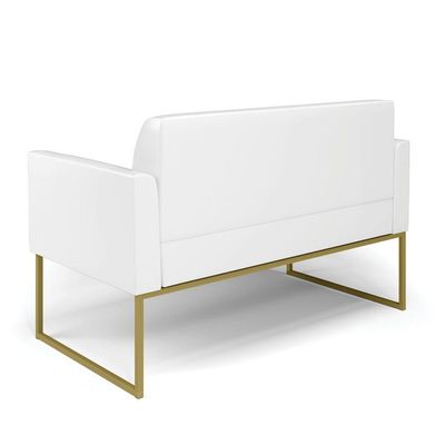 Sofá Namoradeira Base Industrial Dourado Marisa Corano Branco D03 - D'rossi