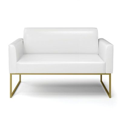 Sofá Namoradeira Base Industrial Dourado Marisa Corano Branco D03 - D'rossi