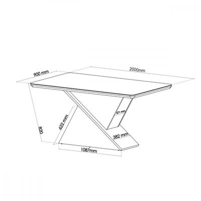 Mesa De Jantar Glamour 200x90cm Mel Blonde Off White Viero Mel/off White