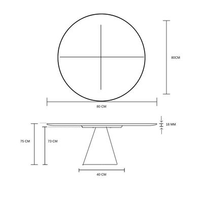 Mesa De Jantar Cone 80 Cm Mezzo Castani Branco