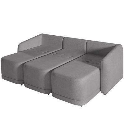 Sofá Cama Para Sala De Estar 3 Lugares 306cm Montserrat K01 Bouclê Cinza - Lyam Decor
