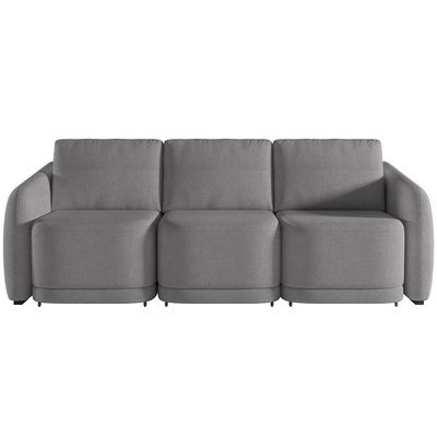 Sofá Cama Para Sala De Estar 3 Lugares 306cm Montserrat K01 Bouclê Cinza - Lyam Decor