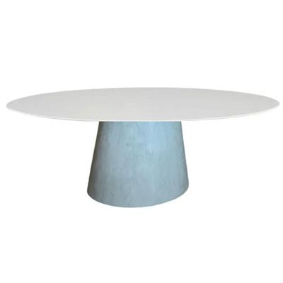 Mesa De Jantar Cone 198X122 Cm Cimento QueimadoBranco