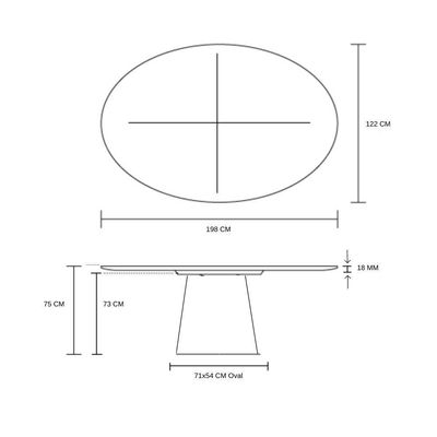 Mesa De Jantar Cone 198X122 Cm Cimento QueimadoBranco