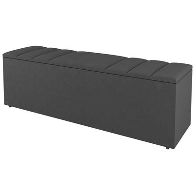 Cabeceira E Baú Cama Box King Grace 195cm Suede Cinza Escuro
