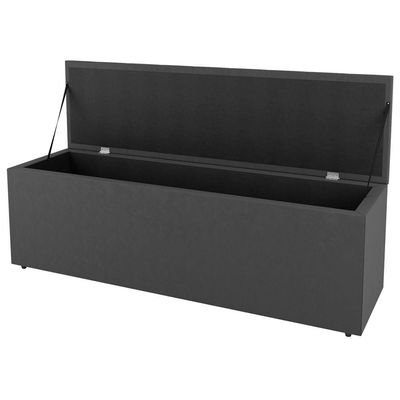 Cabeceira E Baú Cama Box King Grace 195cm Suede Cinza Escuro