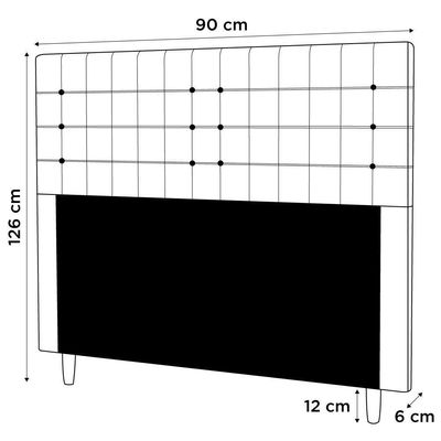 Cabeceira Cama Box Solteiro Parisis 90cm Suede Preto