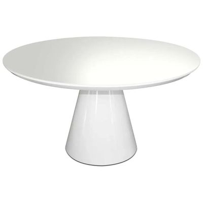 Mesa De Jantar Cone Redonda 130 Cm Laqueada Cor Branco