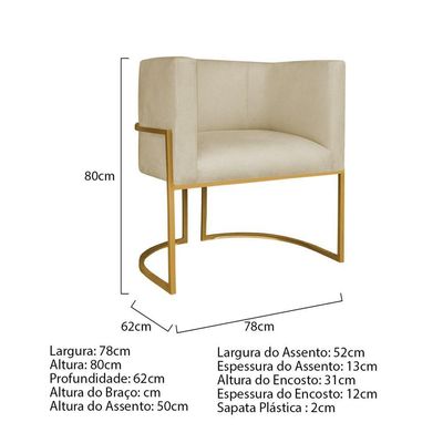 Kit Divã Luna 185cm Lado Direito E 01 Poltrona Base De Ferro Dourado Suede Bege
