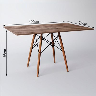 Mesa De Jantar Retangular Tampo De Madeira 120X75Cm Preto