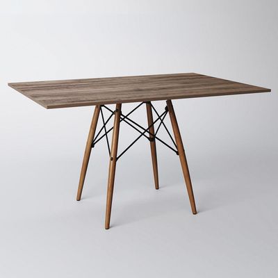 Mesa De Jantar Retangular Tampo De Madeira 120X75Cm Preto