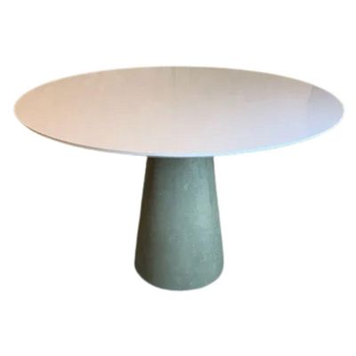 Mesa De Jantar Cone 150 Cm Cimento Queimado Branco