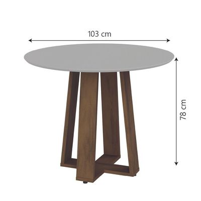 Conjunto De Mesa Sala De Jantar Athenas Redonda 1,03m 4 Cadeiras Trieste Cedro Off White Chumbo