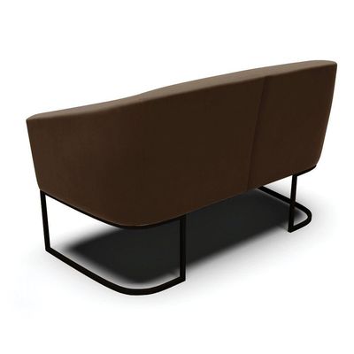 Sofá Namoradeira E 2 Poltronas Base Industrial Preto Stella Suede D03 - D'rossi Cor Marrom
