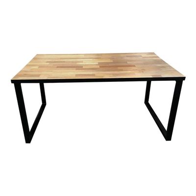 Mesa Industrial Apolo Madeira Maciça Taúri De Marchetaria 1,50 Com Ferragem Preta Preto