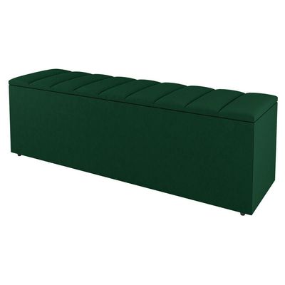 Kit Cabeceira E Baú Cama Box Casal Cora 140cm Suede Verde