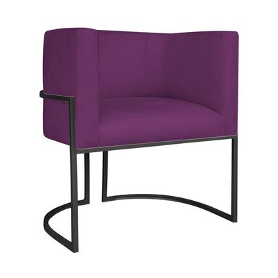 Kit Divã Luna 140cm Lado Esquerdo E 01 Poltrona Base De Ferro Preto Suede Roxo