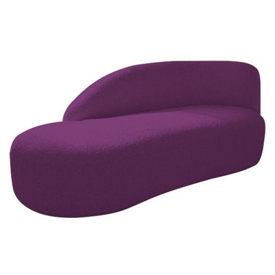 Kit Divã Luna 140cm Lado Esquerdo E 01 Poltrona Base De Ferro Preto Suede Roxo