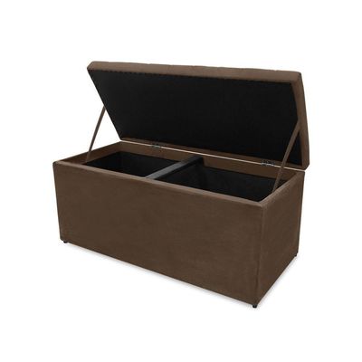 Kit Cabeceira E Calçadeira Baú Dunas Solteiro 90 Cm - Veludo Marrom