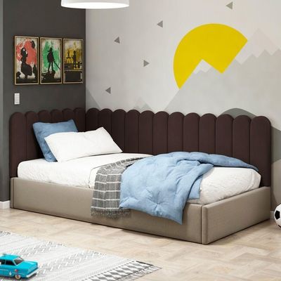 Painel Cabeceira Cama Box Solteiro Lana 90cm Linho Marrom - Abmaza