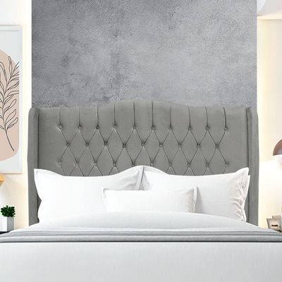 Cabeceira De Cama Box King 195 Cm Dubai Premium - Veludo Cinza Grafite