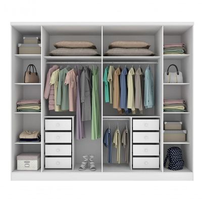 Guarda Roupa Casal Sevilla 6 Portas 8 Gavetas Tcil Neve