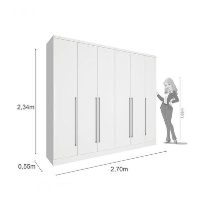Guarda Roupa Casal Sevilla 6 Portas 8 Gavetas Tcil Neve