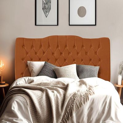 Cabeceira De Cama Box Casal 140 Cm Dunas - Veludo Terra Cota