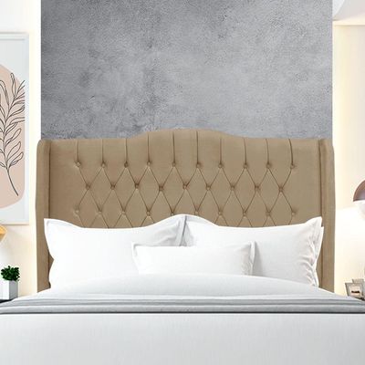 Cabeceira De Cama Box King 195 Cm Dubai Premium - Veludo Bege Escuro