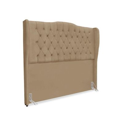 Cabeceira De Cama Box King 195 Cm Dubai Premium - Veludo Bege Escuro