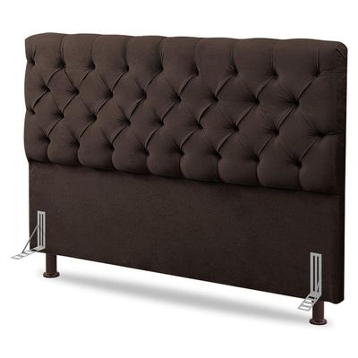 Cabeceira Cama Box Casal Lylla 140cm Capitonê Com Frame Suede Marrom - Abmaza