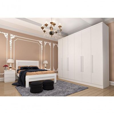 Guarda Roupa Casal Veneza 6 Portas 4 Gavetas Tcil Neve