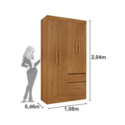 Guarda Roupa Oregon 4 Portas 2 Gavetas Tcil Cinamomo