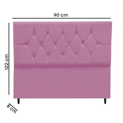 Cabeceira Cama Box Solteiro 90 Cm Geovana Suede Rosê E Frame