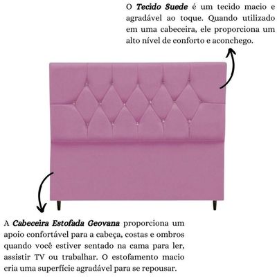 Cabeceira Cama Box Solteiro 90 Cm Geovana Suede Rosê E Frame