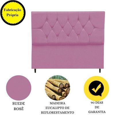 Cabeceira Cama Box Solteiro 90 Cm Geovana Suede Rosê E Frame
