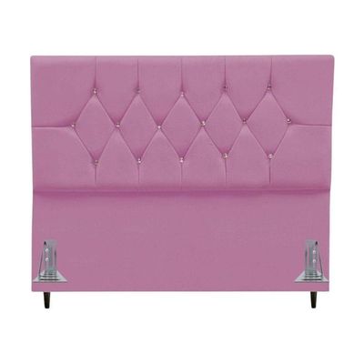 Cabeceira Cama Box Solteiro 90 Cm Geovana Suede Rosê E Frame