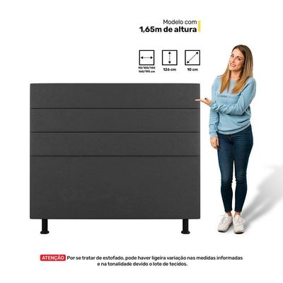 Cabeceira Cama Box Casal Queen Size Malik 160cm Suede Cinza Escuro - Abmaza