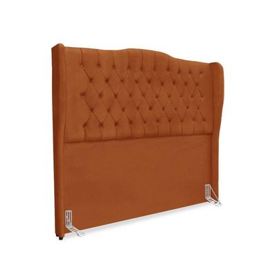 Kit Cabeceira E Calçadeira Baú Dubai Casal 140 Cm - Veludo Terra Cota