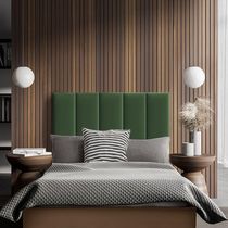 Cabeceira Painel Modulado Rony 100cm Veludo Verde - Luxo Estofados - Cor: Verde