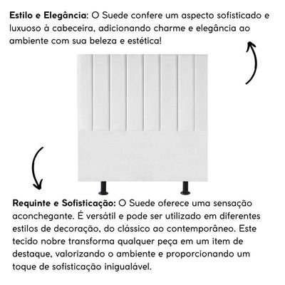 Cabeceira Estofada Cama Box Solteiro 90 Cm Luísa Suede E Frame branco