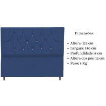 Cabeceira Cama Box Casal 140 Cm Geovana Suede Azul Marinho