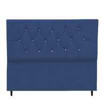 Cabeceira Cama Box Casal 140 Cm Geovana Suede Azul Marinho