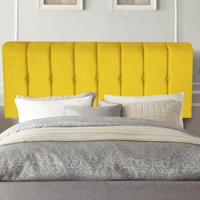 Painel Estofada Kiara 160cm Queen Size Box Quarto Corino Amarelo - Gat Magazine