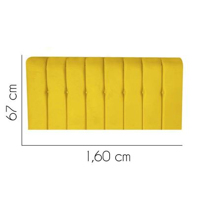 Painel Estofada Kiara 160cm Queen Size Box Quarto Corino Amarelo - Gat Magazine