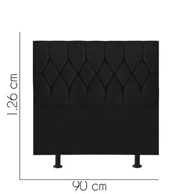 Cabeceira Estofada Istambul Capitonê 90cm Solteiro Box Quarto Suede Preto - Gat Magazine