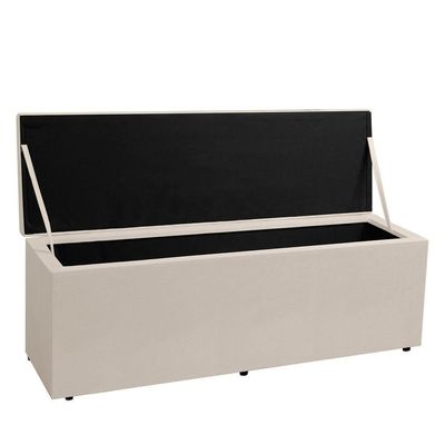 Kit Cabeceira E Calçadeira Baú Casal 1,40m Berlim Suede Bege - Pallazio