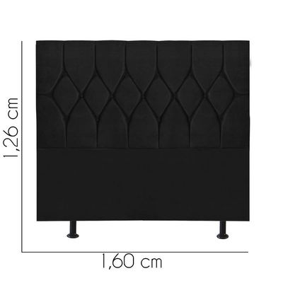 Cabeceira Estofada Istambul Capitonê 160cm Queen Size Box Quarto Corino Preto - Gat Magazine