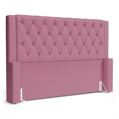 Cabeceira E Calçadeira Báu King Size Atena 195cm Capitonê Suede Rosa - Desk Design